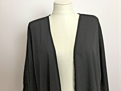 TIME AND TRU TIE FRONT Semi Sheer Black Knee Length Robe/Cover Sz L/XL - Picture 2 of 10