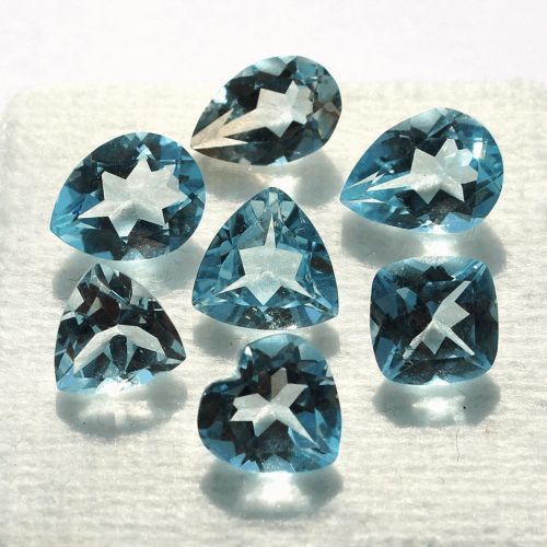 VVS 7 Pcs Natural Blue Topaz Untreated 7.1mm-9.4mm Mix Faceted Cut Gemstones Lot - Picture 4 of 12