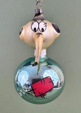 VTG Italy De Carlini Mouth Blown Mercury Glass Elephant Christmas Ornament 4''