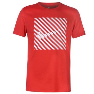 Mens Nike Qt Red White Stripe Short Sleeve Crew Neck Tee Shirt T