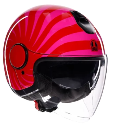 Casque Moto Jet AGV Casques Eteres E2206 Tropea Rouge Rose Brillant Taille XS - Photo 1/4