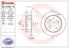 2 x BREMBO 08.A108.10 Bremsscheibe für LEXUS,TOYOTA