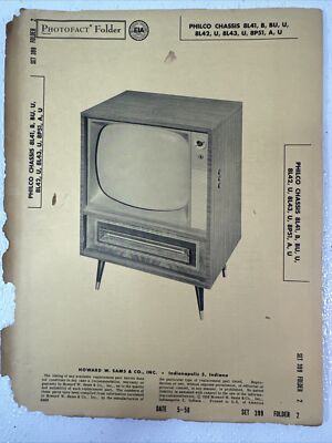 PhotoFact Folder With CircuitTrace For Philco CHASSIS 8L41 TV Repair