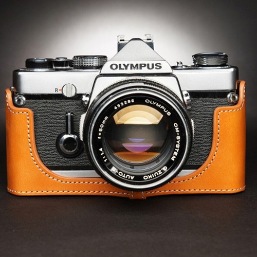Funda protectora de cuero genuino hecha a mano con media cámara para Olympus OM-1 OM 10 - Imagen 16 de 18
