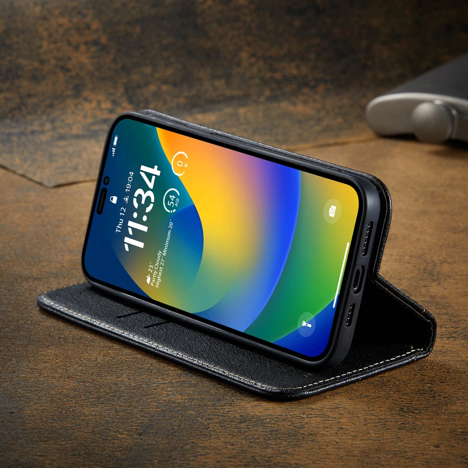 Original Leather Flip Wallet Card Case For iPhone 16 15 14 Plus 13 12 11 Pro Max - Image 4 of 4