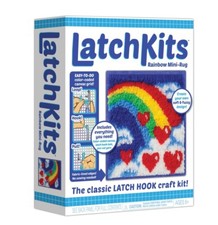 Latchkits Rainbow Hearts Mini-Rug Sewing Kit Hook Craft Gift For Kids 6 NEW