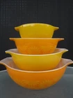 Pyrex Daisy Sunflower Cinderella Bowl Complete Set of 4. # 441, 442, 443 and 444