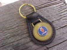 CLASSIC SAAB ANTIQUE GOLD LEATHER KEY FOB NOS Hi-QUALITY CLASSY KEY HOLDER