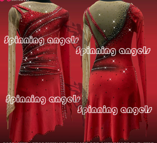 Figure Skating Dress Women's / Girls' Ice Skating Dress black red dyeing - Picture 1 of 7