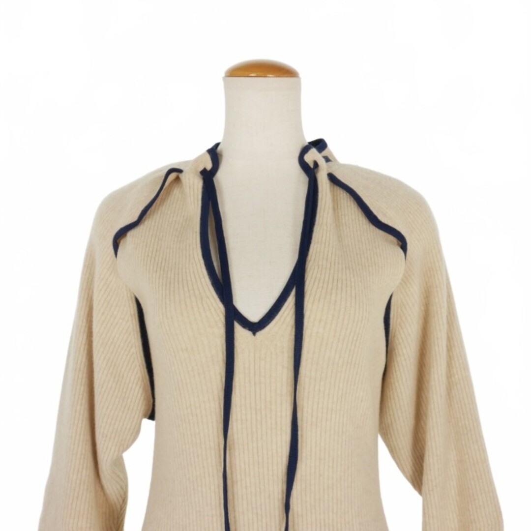 Tan DOGLEG SLEEVES LONG ONEPIECE Knit Dress F Beige TN21AW022 Used 
