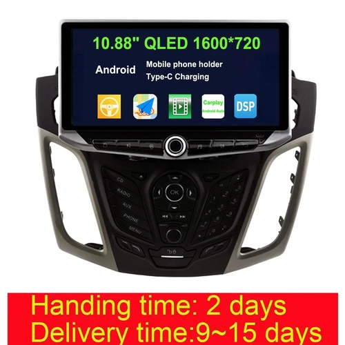 10.88"QLED For Ford Focus Kuga Escape Cmax Fiesta 2011-19 Car Stereo Navi 8 Core