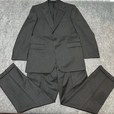 Burberry London Suit Mens 42 Long Grey Pinstriped Wool Pleated Pants Made In USA