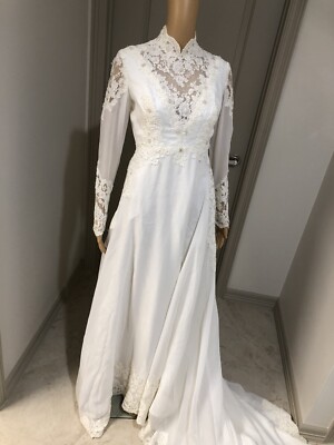 Vintage Bride Wedding Dress American Made 1975 ILGWU Long Train | eBay 