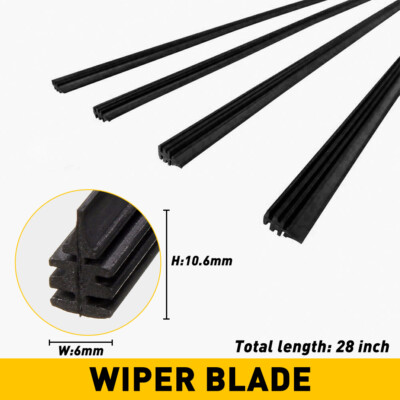 4x Universal 28'' Car Bus Silicone Windshield Frameless Wiper Blade Refill EOA
