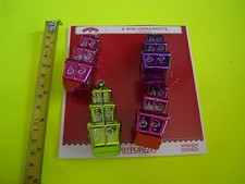 New  4PK Holiday Christmas Mini Tree Ornaments Sparkly Cakes
