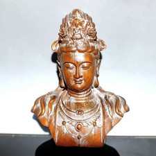 Wooden Statue Carvings Home Decor Boxwood Kwan-yin Sculpture Wood Mini Carved