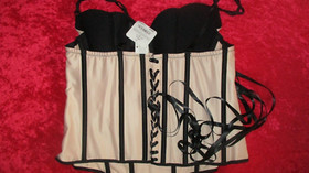ANN SUMMERS UNDERWIRED SHELL/BLACK CORSET TOP SIZE 18 NWT  'MARLENA'