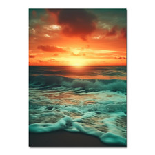 Beach Sunrise Coast Realistic Art Photo Poster A4 Print Wall Art