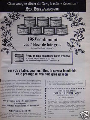WERBUNG 1978 AUX DUCS DE GASCOGNE BLOCS DE FOIE GRAS - ADVERTISING