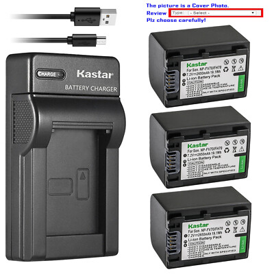 Kastar Battery Slim Charger for Sony NP-FH70 Sony HDR-XR200 HDR-XR500 HDR-XR520
