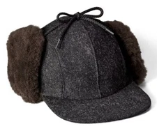 Filson Double Mackinaw Cap 11060041 MADE IN USA Charcoal Dark Brown Shearling CC