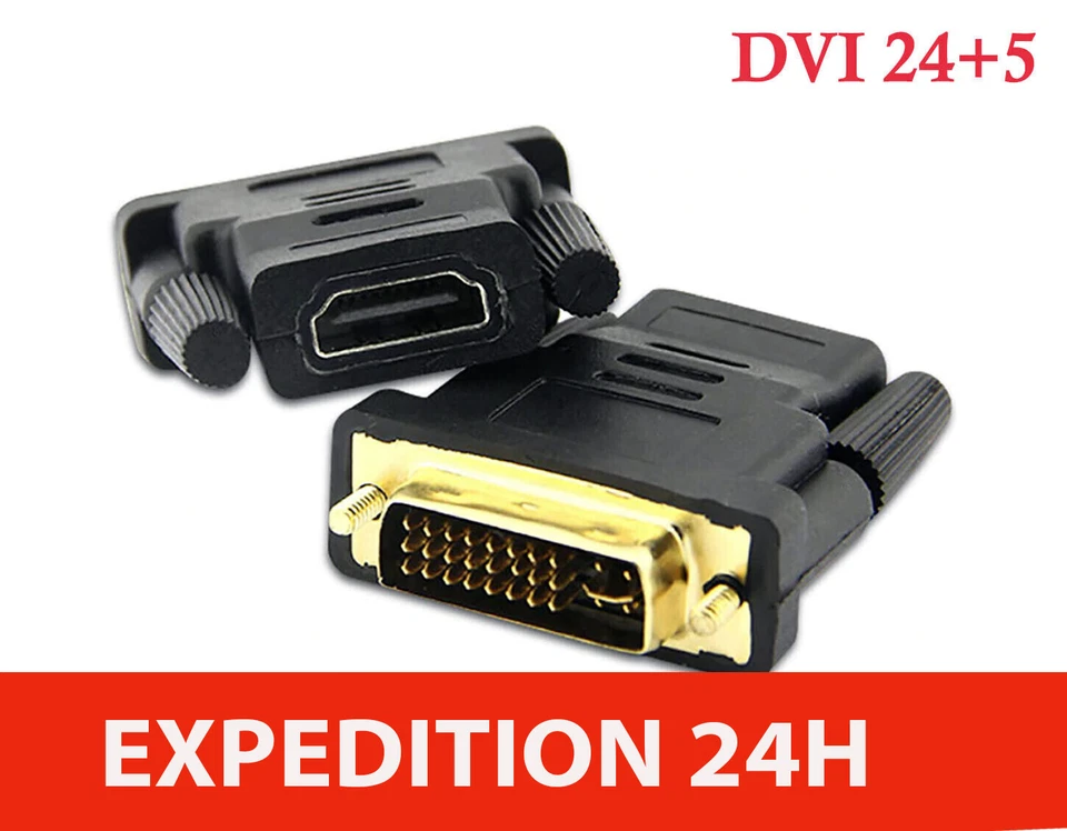 Adaptateur DVI-I 24+5 pins mâle vers HDMI femelle convertisseur DVI-I 1080P