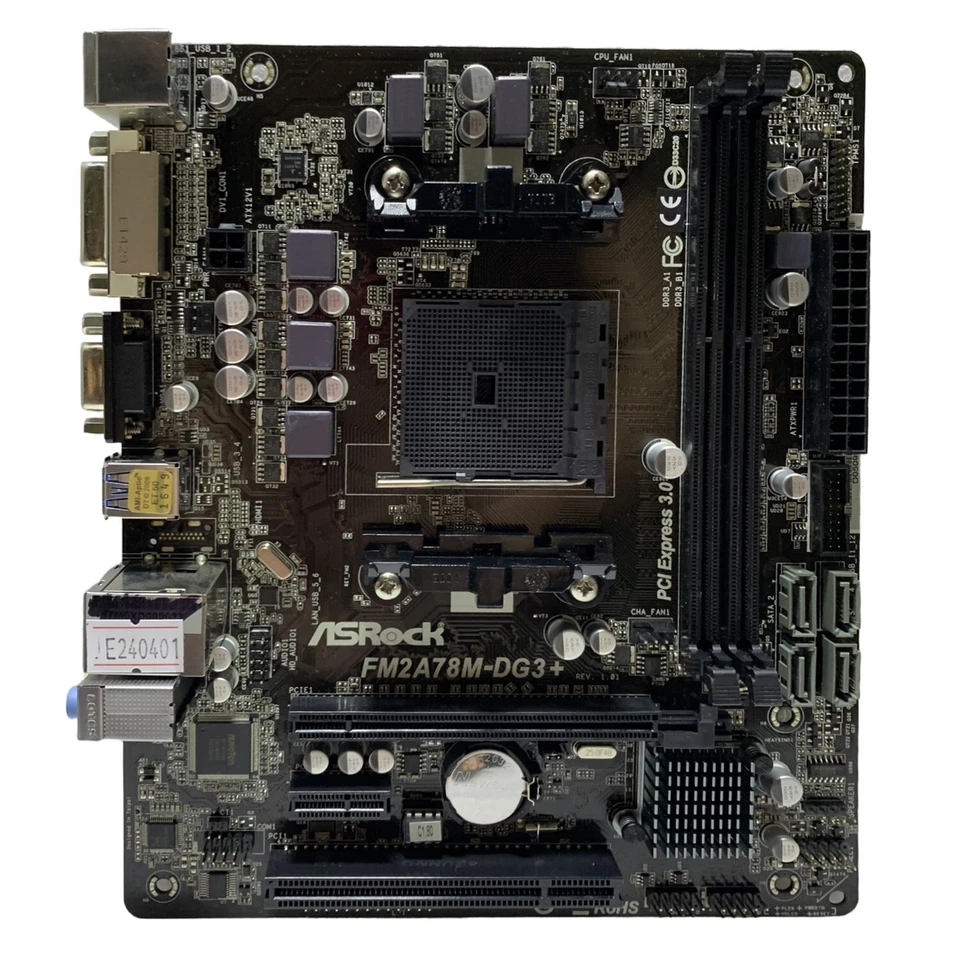ASRock FM2A78M-DG3+ Motherboard M-ATX AMD A78 FM2+/FM2 DDR3 SATA3 DVI-D VGA+I/O - Image 2 of 4