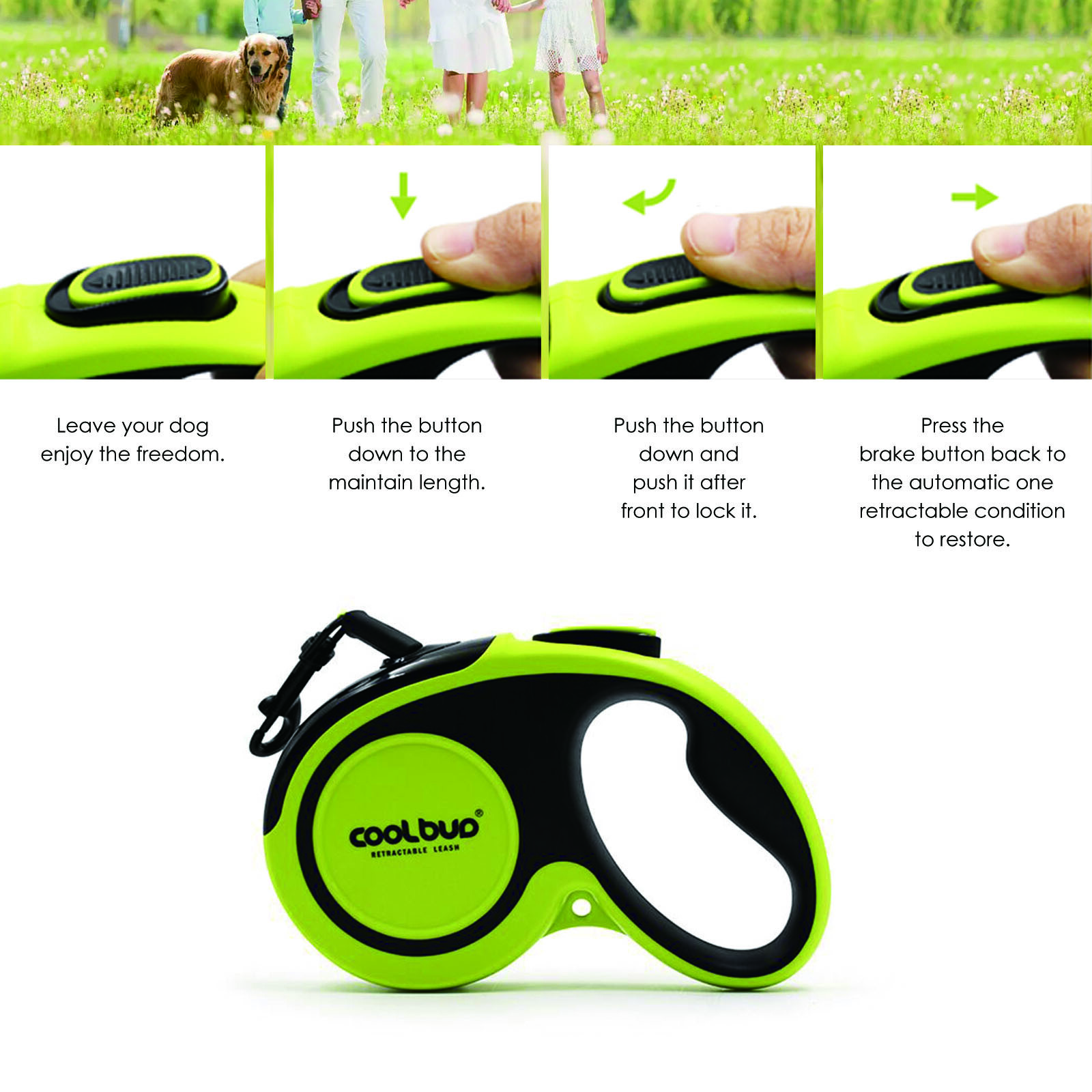 Retractable Dog Lead Extendable Dog Training Leads 5m Long Dog Leash Up
