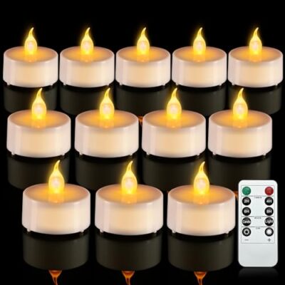 cimetech 24 LED Teelichter mit Timer Fernbedienung flammenlos LED Kerzen