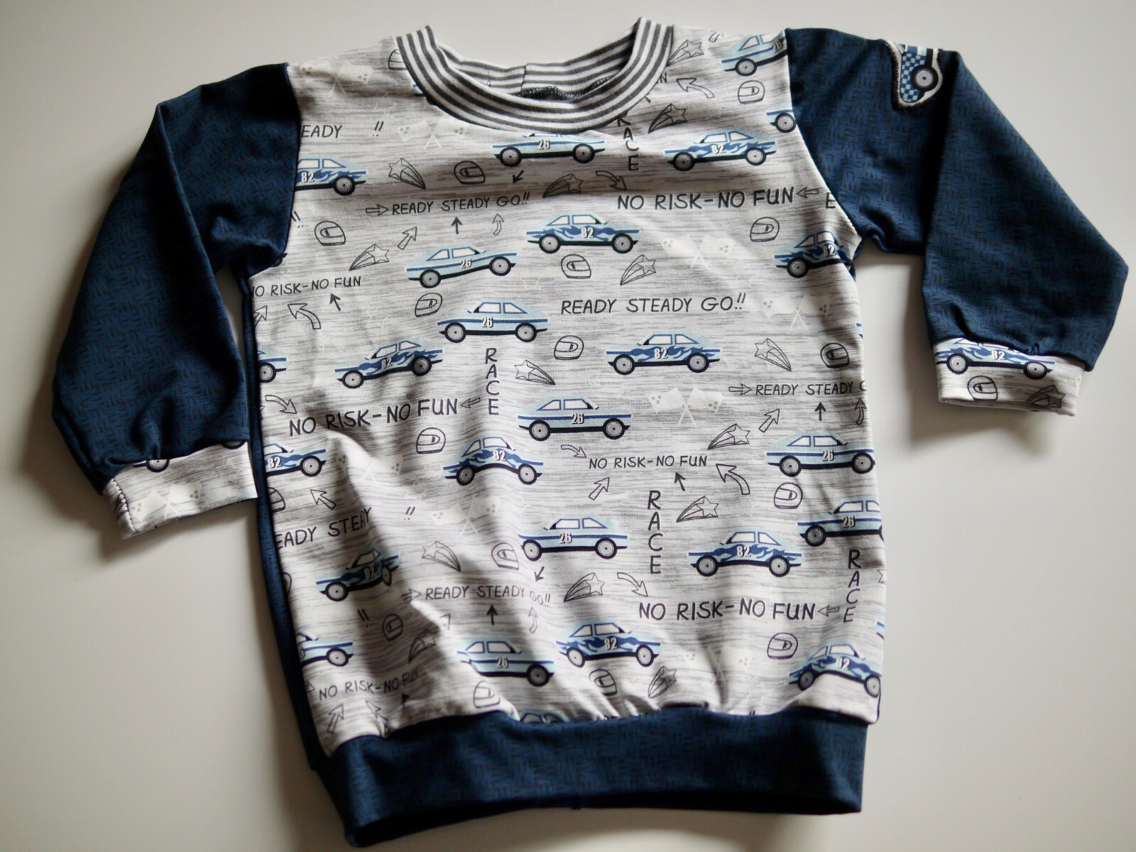 Handmade Camisa Infantil Camiseta Talla 98/104 ,de Manga Larga,Coche Carreras