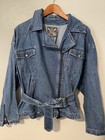 Express Denim Jean Jacket From Zipper And Belted Adult Sz Small Unisex Jacket — photo 1