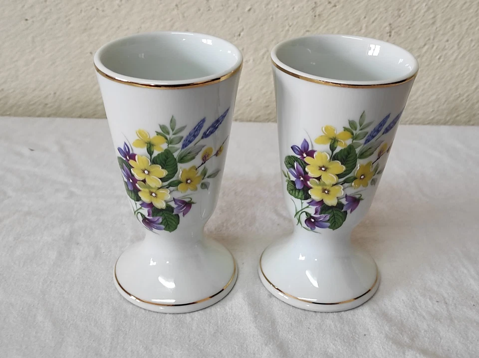 2 Mazagrans en Porcelaine de Limoges déco floral - Photo 2/4
