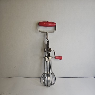Blue Whirl Mechanical Egg Beater Kitchen Tool Red Handle Hand Mixer t5