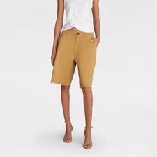 KBB by KAHLANA Women's Mid-Rise 'The Twill Bermuda Shorts' - Light Brown