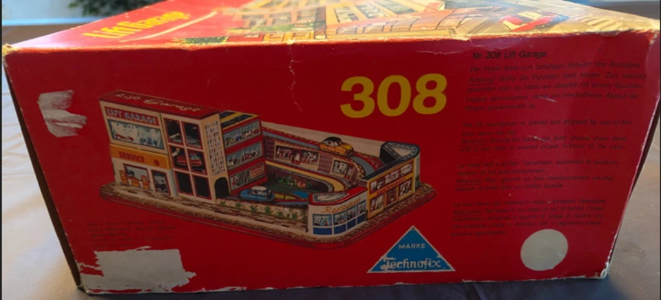 Technofix 308 Lift Garage mit 3 Autos, Aufzugwerk, 50er Jahre, alt - Bild 2 von 4