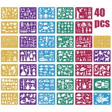 Kaemi 40pcs Plastic Drawing Stencils Set, for Kids with Multi 40 pcs