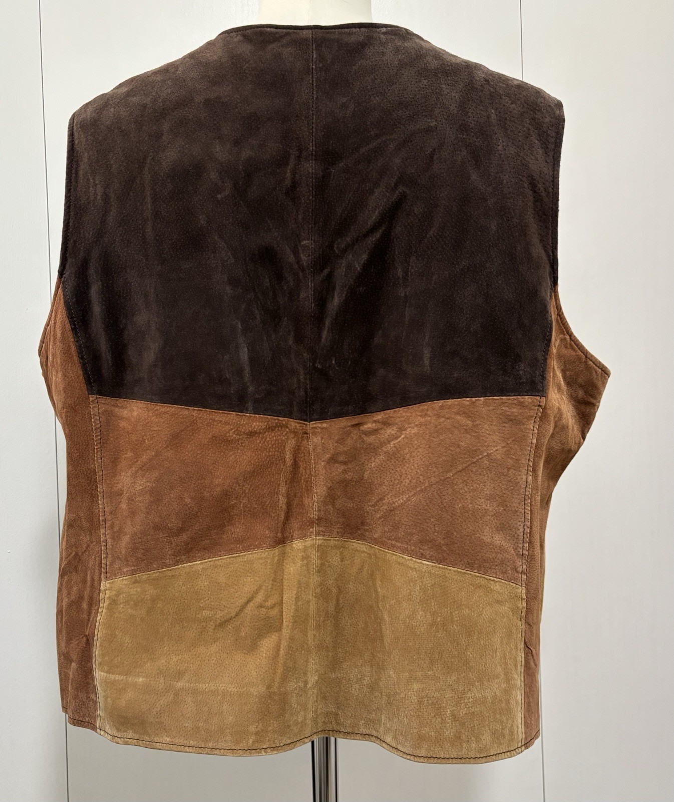 Outbrook Suede Leather Patchwork Brown Tan Vest L… - image 2