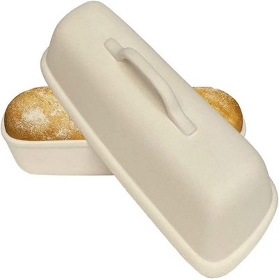 Sassafras Superstone  Covered Bread Baker with Lid - 15 x 7 inch, Bisque