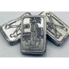 1 Ozt MK BarZ "Capt. Coda" Mini Bar Stamped .999 Fine Silver