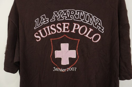 LA MARTINA Brown Embroidered Logo Short Sleeve Collared Popover Polo Shirt Sz L - Picture 17 of 22