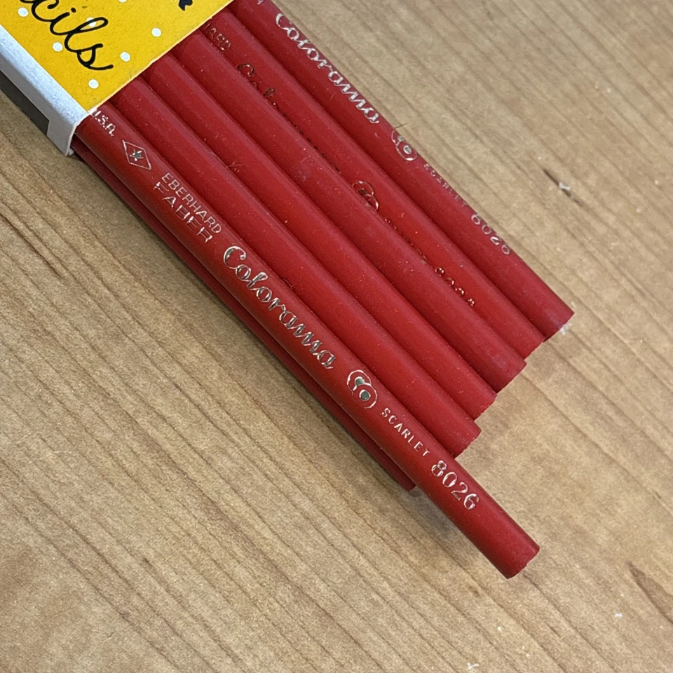 Nuevo de Lote Antiguo Lápices de Colores Eberhard Faber Colorama Rojo Escarlata 8026 Una Docena Foto 2 de 2