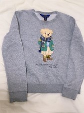 Women S Ralph Lauren Polo Bear Sweatshirt Gray Classic Iconic Collectible Vhtf