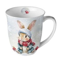 Porzellan Tasse Bugsy Winter Hase Landhausstil 0,4L Teetasse Kaffeetasse