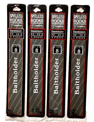 4 PACKS Danielson Snelled Baitholder Hook Size 8 Bronze 6 Count Package