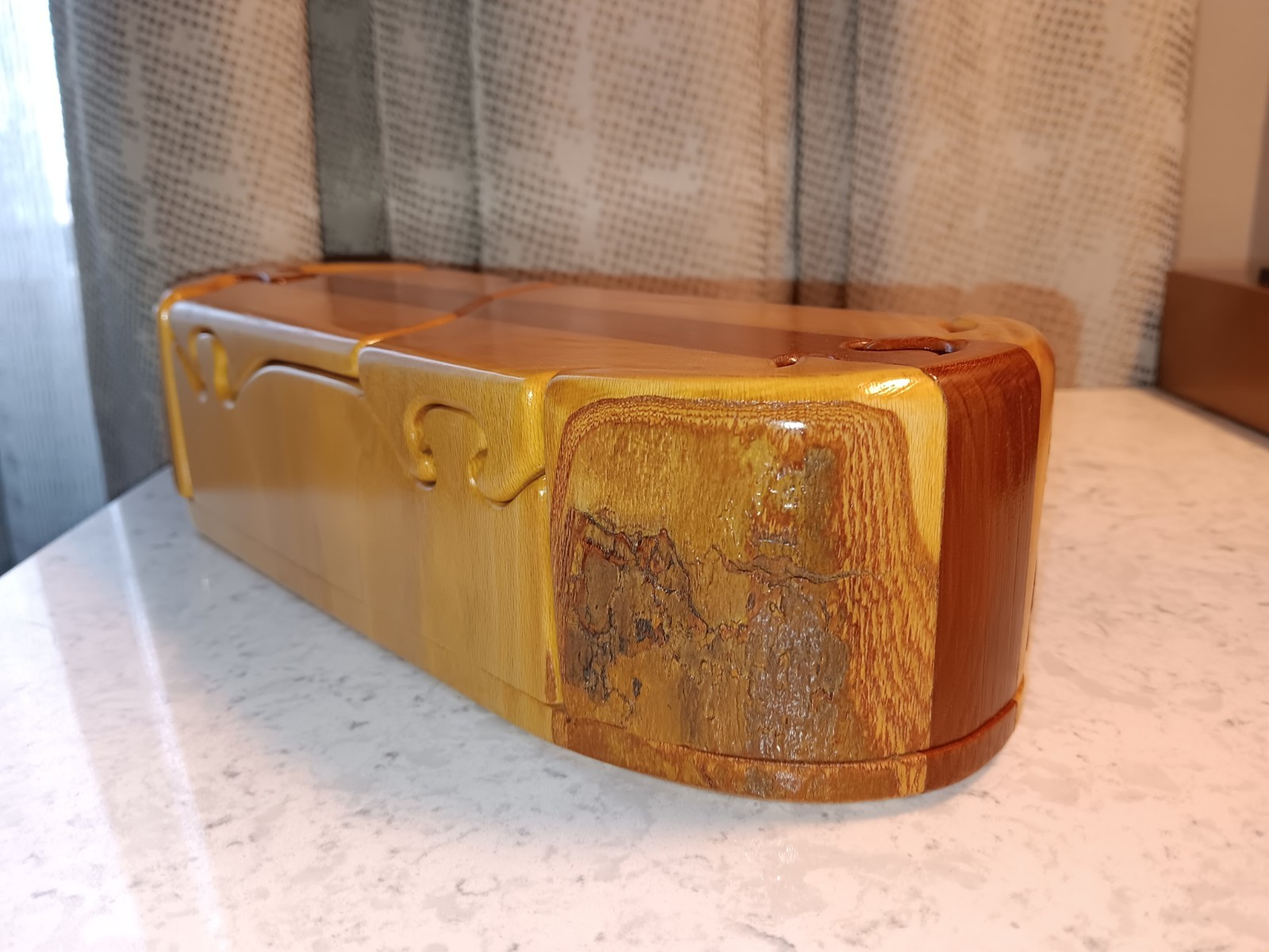 Raw Edge 9 Piece Multi Wood Puzzle Box 