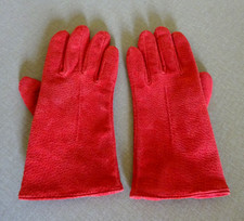 VINTAGE WOMENS RUST RED SUEDE GLOVES, LINED, SIZE M