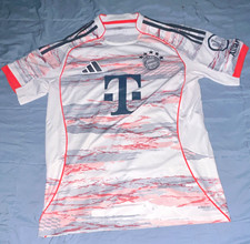 adidas FC Bayern München L Soccer Jersey Shirt White Gray Red