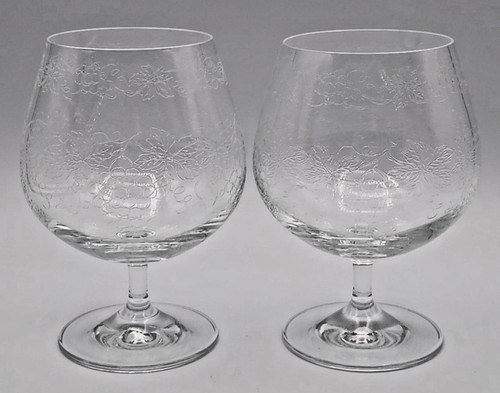 Interglass Etched Blown Glass Brandy Snifter Brandy Glass Cognac Glass Set of 2