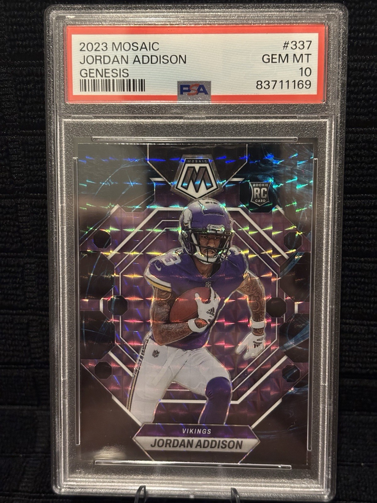 2023 Mosaic Jordan Addison Genesis #337 Rookie RC PSA 10 GEM MT * Vikings