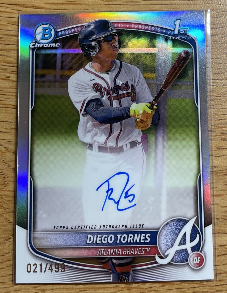 2025 Bowman Chrome Diego Tornes Auto Refractor 1st #/499 Braves RC Autograph